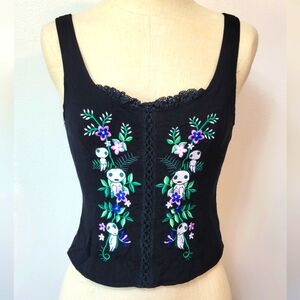 Studio Ghibli Princess Mononoke Forest Spirit Embroidered Lace Top